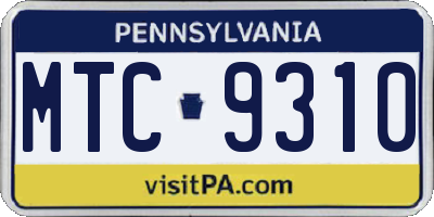 PA license plate MTC9310