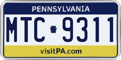 PA license plate MTC9311