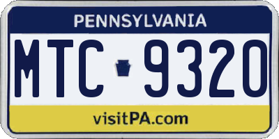 PA license plate MTC9320