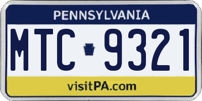 PA license plate MTC9321
