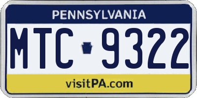PA license plate MTC9322