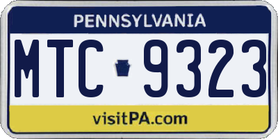 PA license plate MTC9323