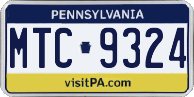 PA license plate MTC9324