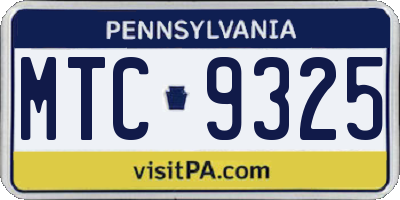 PA license plate MTC9325