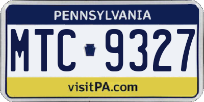 PA license plate MTC9327