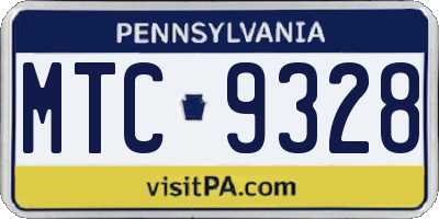 PA license plate MTC9328