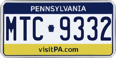 PA license plate MTC9332