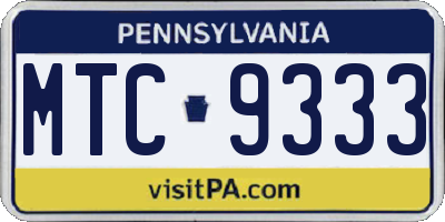 PA license plate MTC9333