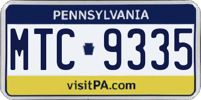 PA license plate MTC9335
