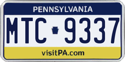 PA license plate MTC9337