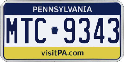 PA license plate MTC9343