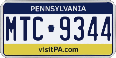 PA license plate MTC9344