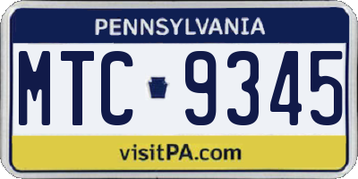 PA license plate MTC9345