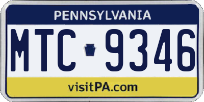 PA license plate MTC9346