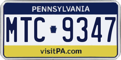 PA license plate MTC9347