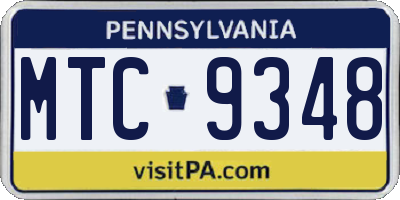 PA license plate MTC9348