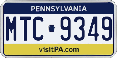 PA license plate MTC9349