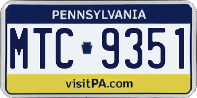 PA license plate MTC9351