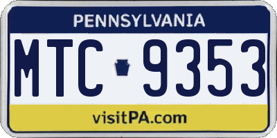 PA license plate MTC9353