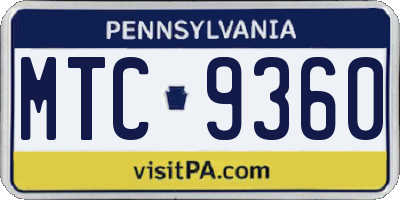 PA license plate MTC9360