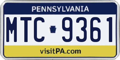 PA license plate MTC9361