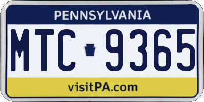 PA license plate MTC9365