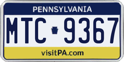 PA license plate MTC9367
