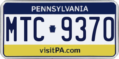 PA license plate MTC9370