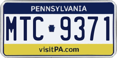 PA license plate MTC9371