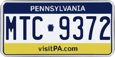 PA license plate MTC9372