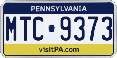 PA license plate MTC9373