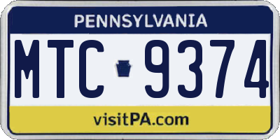 PA license plate MTC9374