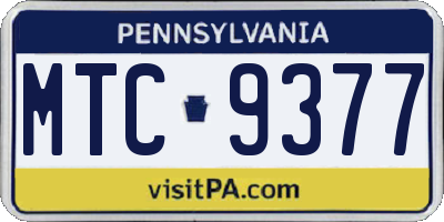 PA license plate MTC9377
