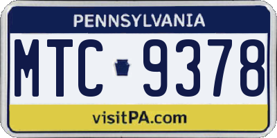 PA license plate MTC9378