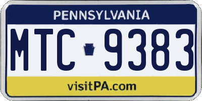 PA license plate MTC9383