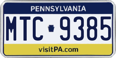 PA license plate MTC9385
