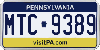 PA license plate MTC9389
