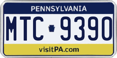 PA license plate MTC9390