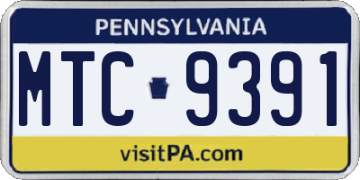 PA license plate MTC9391