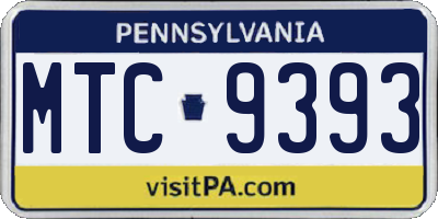 PA license plate MTC9393
