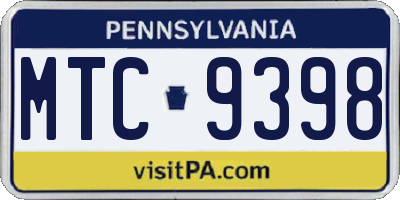PA license plate MTC9398