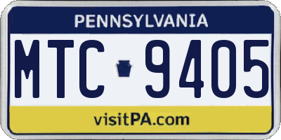 PA license plate MTC9405