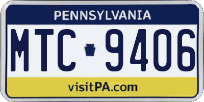 PA license plate MTC9406