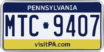 PA license plate MTC9407