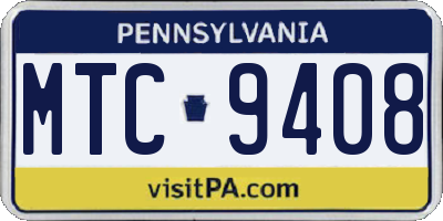 PA license plate MTC9408