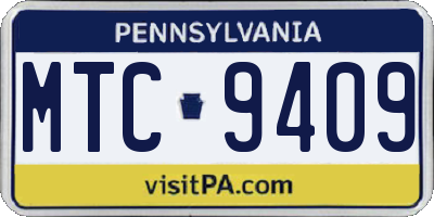 PA license plate MTC9409