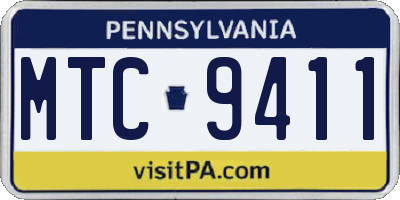 PA license plate MTC9411