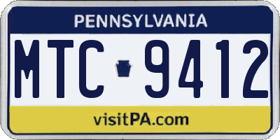 PA license plate MTC9412