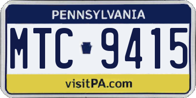 PA license plate MTC9415