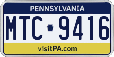 PA license plate MTC9416
